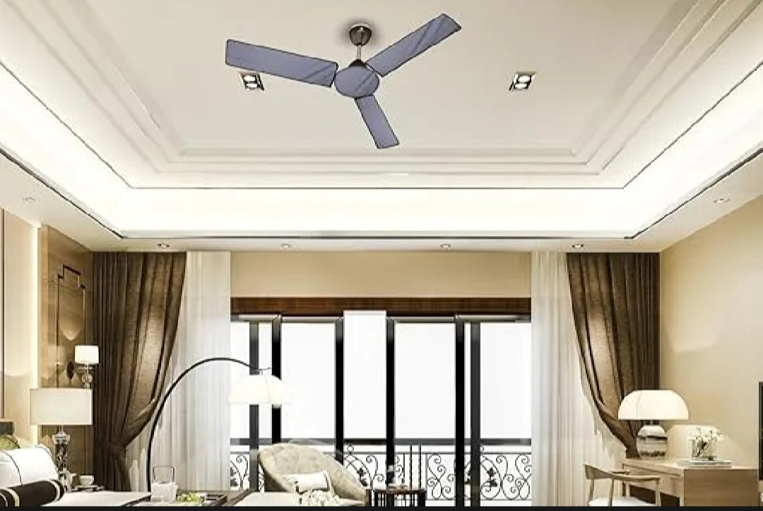 Pack Fan Cover Set - Ceiling Fan Blades and Motor Washable and Dust Proof Cover Grey
