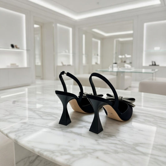 Elegant Jimmy choo Black Synthetic Leather Fancy Formal Heels for Women