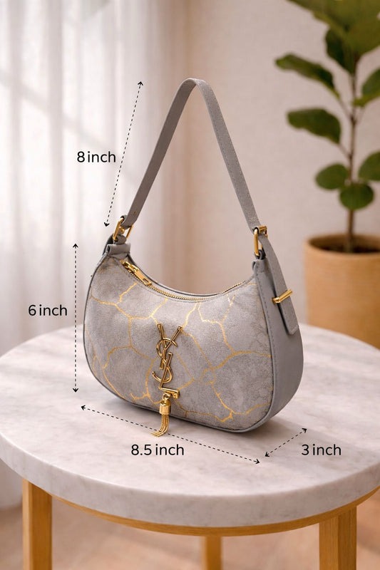 YSL Premium Cow Leather Crossbody Bag for Girls – Medium Size, Long Strap, Mobile Friendly