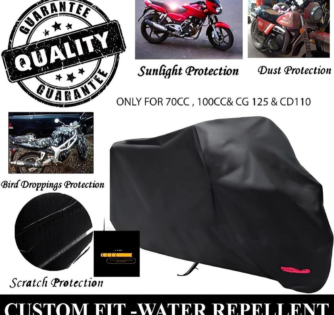Bike Top Cover Water & Scratch Proof Bike Top Cover Bike PARACHUTE with Pu Coating - Fits for cd70CC, and 125cc all bikes