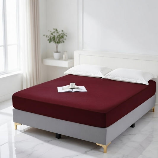 Cotton Plain Double Mattress Cover-Water Proof