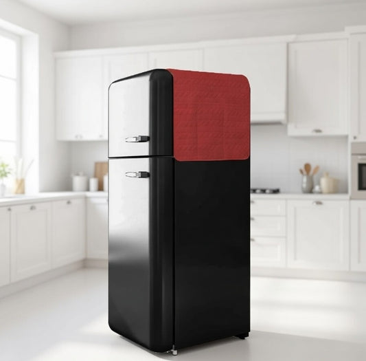 Quilted Cotton Fridge Top Cover with 6 Pockets – Dustproof Design